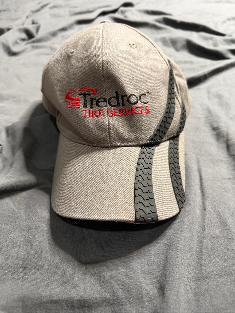 Gray Baseball Cap with Tire Tread Accent
